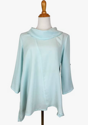 Fridaze AA380 - Ava Cowl Neck Linen Pullover - SEAGLASS