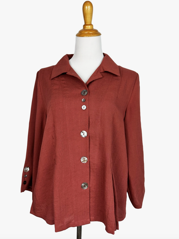 Fridaze AA392- Nadine Linen Blouse - ESPRESSO