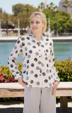 Fridaze AA385- Skylar Linen Shirt  - BLACK OCTAGONS ON WHITE