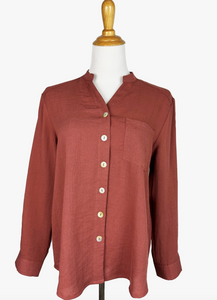 Fridaze AA385- Skylar Linen Shirt  - TERRACOTTA