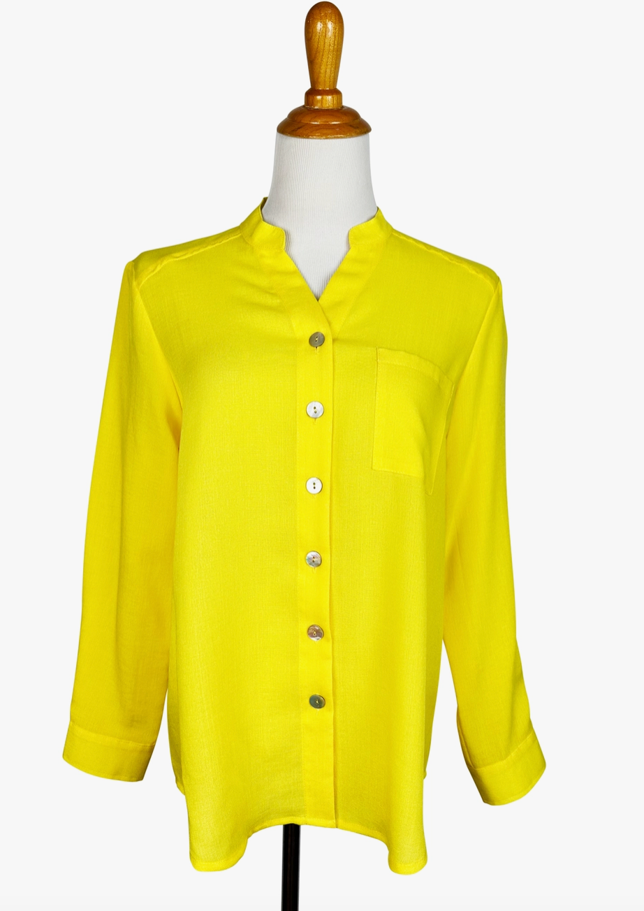 Fridaze AA385- Skylar Linen Shirt  - DAFFODIL