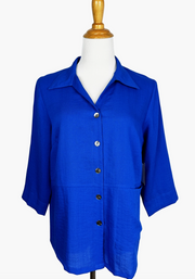 Fridaze AA324- Fiona Linen Blouse - MEDITERRANEAN