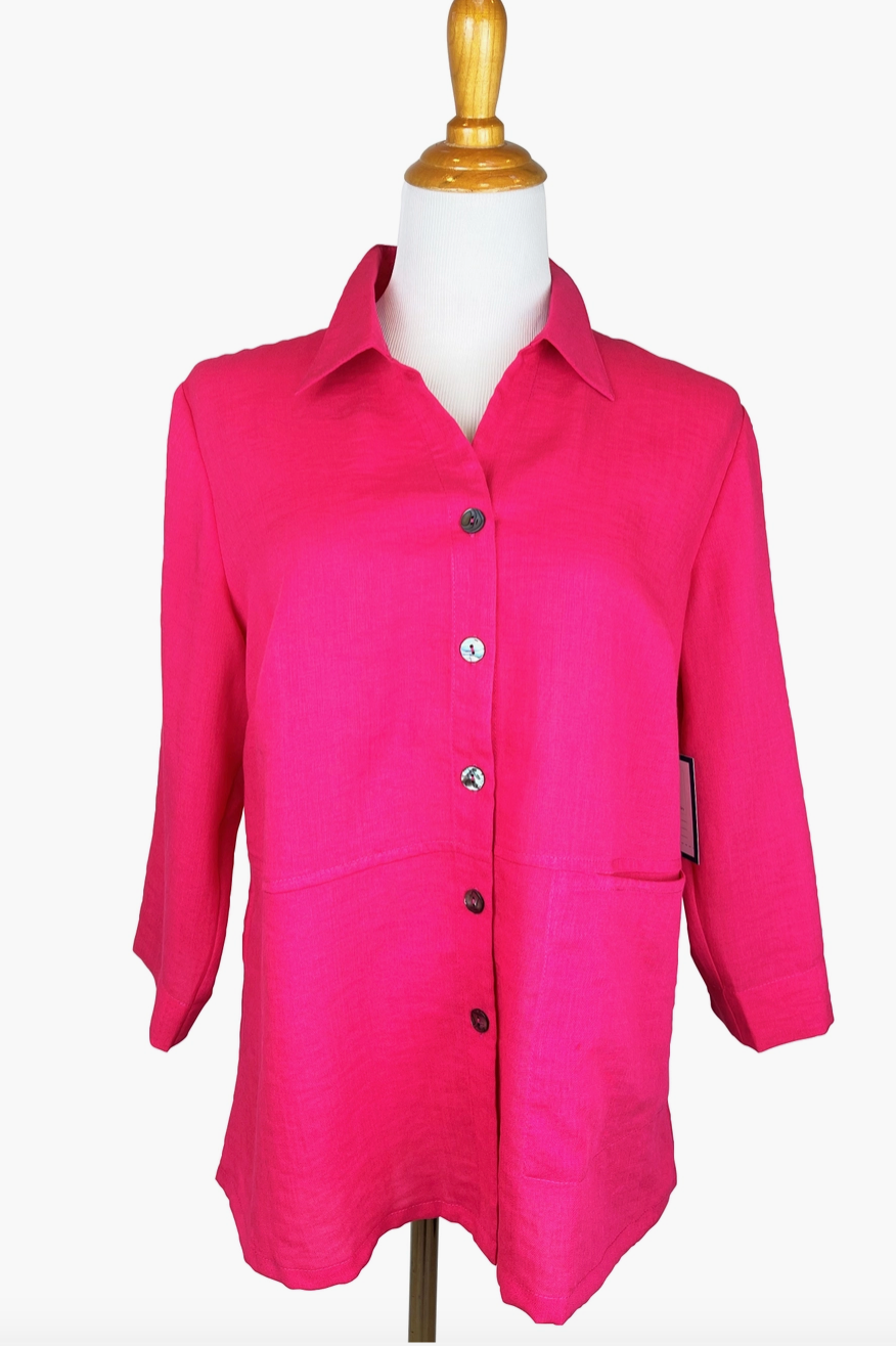 Fridaze AA324- Fiona Linen Blouse - STRAWBERRY