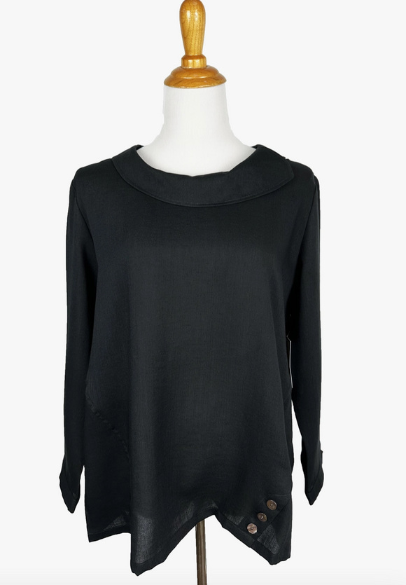 Fridaze AA344- Bonnie Linen Pullover - BLACK