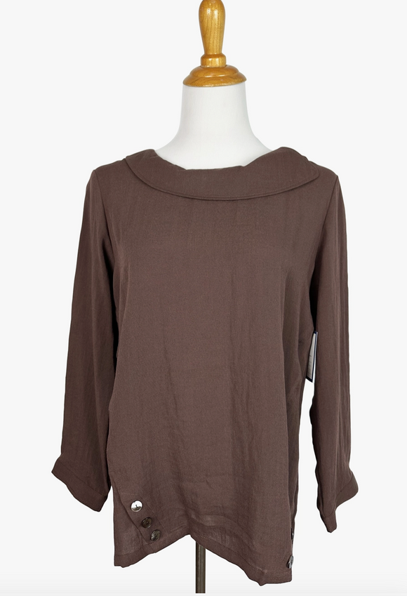 Fridaze AA344- Bonnie Linen Pullover - ESPRESSO