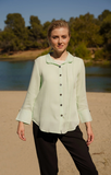 Fridaze AA376- Tessa Asymmetrical Linen Blouse - HONEYDEW