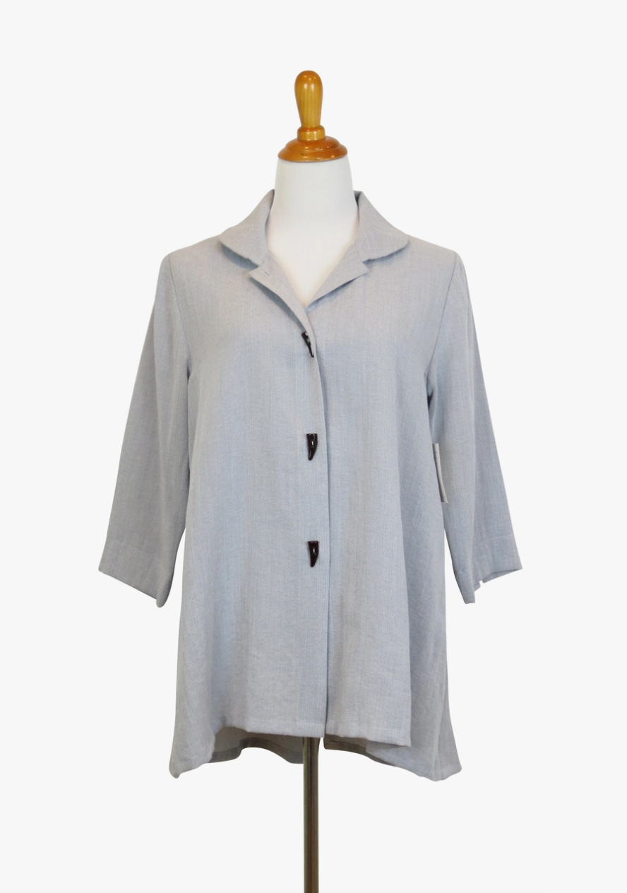 Fridaze AA73- Linen Swing Jacket w/ Horn Buttons - PEBBLE