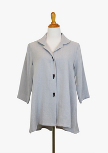 Fridaze AA73- Linen Swing Jacket w/ Horn Buttons - PEBBLE