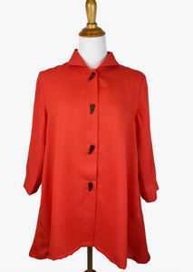 Fridaze AA73- Linen Swing Jacket w/ Horn Buttons - PAPRIKA