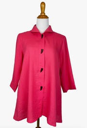 Fridaze AA73- Linen Swing Jacket w/ Horn Buttons - STRAWBERRY