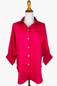 Fridaze AA22- Boyfriend Linen Shirt - STRAWBERRY