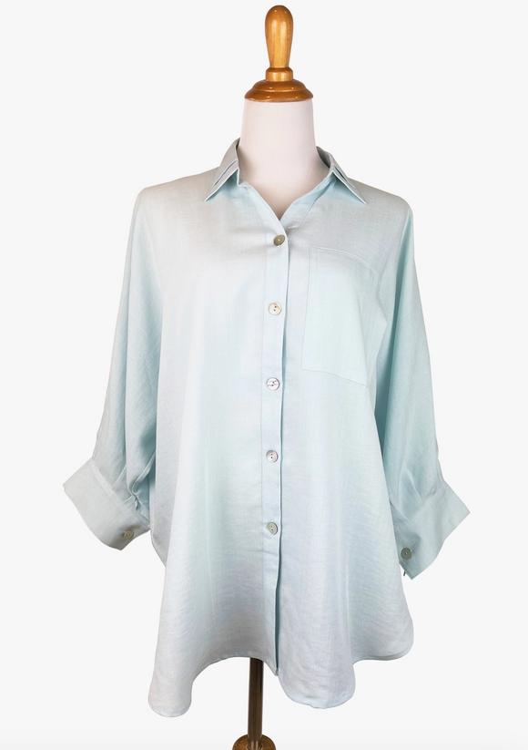 Fridaze AA22- Boyfriend Linen Shirt - SEAGLASS