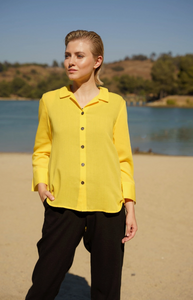 Fridaze AA375- Elle Linen Blouse - DAFFODIL