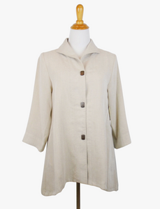 Fridaze AA183- Long Coconut Buttons Swing Linen Jacket - SAND