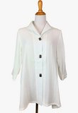 Fridaze AA183- Long Coconut Buttons Swing Linen Jacket - WHITE