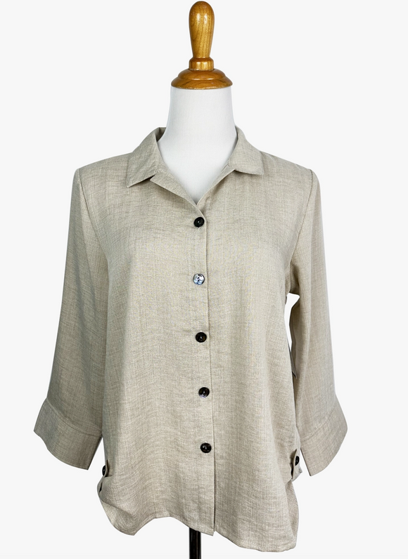 Fridaze AA375- Elle Linen Blouse - SAND