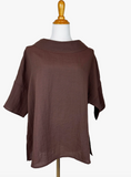 Fridaze AA374- Mila Linen Pullover Top - ESPRESSO