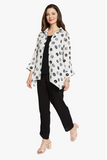 Fridaze AA261-Diamond Button- Up Linen Shirt - BLACK OCTAGONS ON WHITE