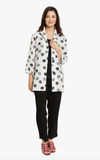 Fridaze AA329- Gwen Linen Swing Jacket - BLACK OCTAGONS ON WHITE