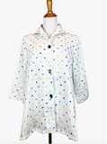 Fridaze AA329- Gwen Linen Swing Jacket - BLUE/GREEN DOTS