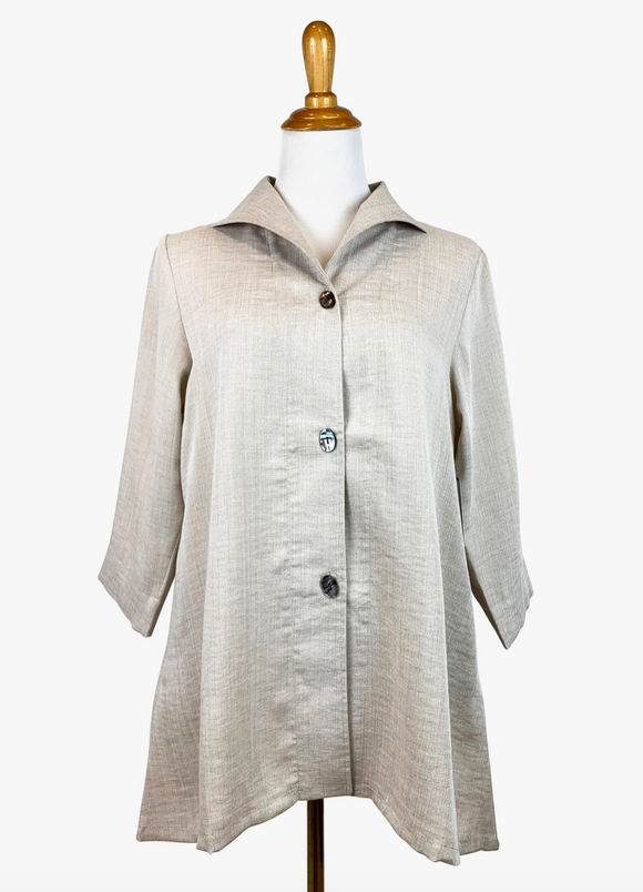 Fridaze AA329- Gwen Linen Swing Jacket - SAND