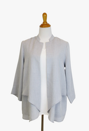 Fridaze AA137- Layered Front Linen Jacket - PEBBLE