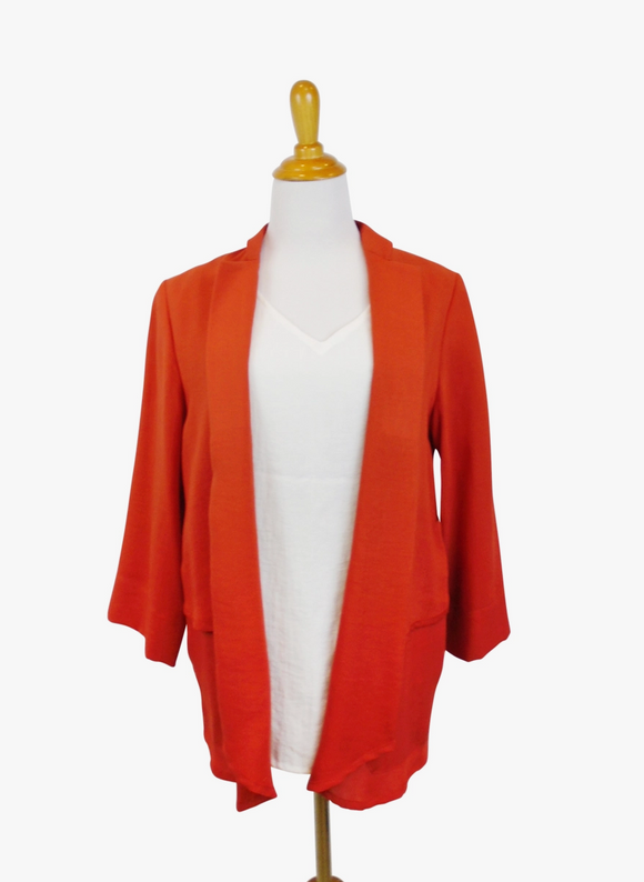 Fridaze AA137- Layered Front Linen Jacket - MANDARIN