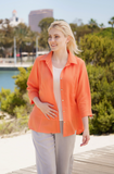 Fridaze AA224 - Veronica Button-Up Linen Blouse - MANDARIN