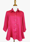 Fridaze AA224 - Veronica Button-Up Linen Blouse - STRAWBERRY