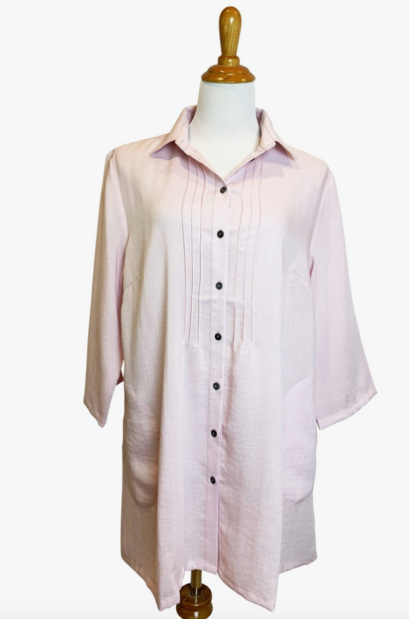 Fridaze AA206 - Front/Back Pleat Linen Tunic - PETAL