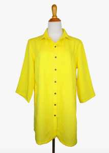 Fridaze AA206 - Front/Back Pleat Linen Tunic - DAFFODIL