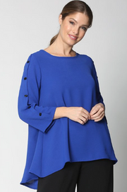 Sydney Project Bonnie Round Neck Long Sleeves w/ Buttons Top - AFT1050 - ROYAL BLUE