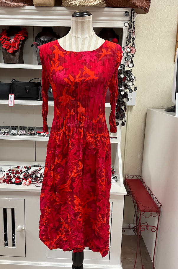 Alquema 3/4 Sleeve Smash Pocket Dress - AUTUMN LEAVES