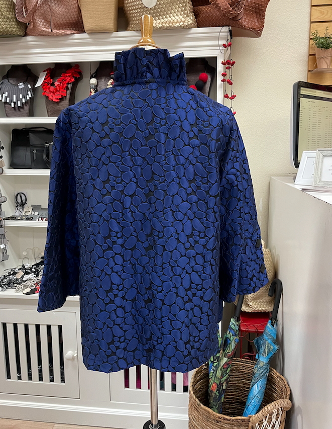 Moonlight Geometric Dotted Jacquard Button Front Jacket in Royal - 2455 TAF-ROY