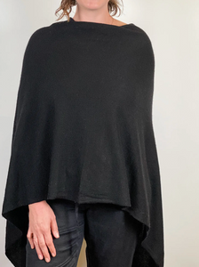 Dolma Cashmere Poncho - BLACK