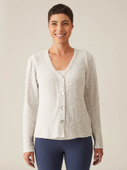 CUT LOOSE - Texture Sweater Puff Sleeve Cardigan - 6378514