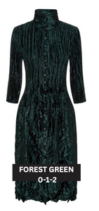 Alquema Metallic Nehru Coat Dress - FOREST GREEN