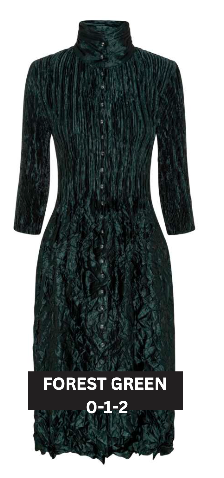 Alquema Metallic Nehru Coat Dress - FOREST GREEN