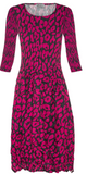Alquema 3/4 Sleeve Smash Pocket  Dress - PINK LEOPARD