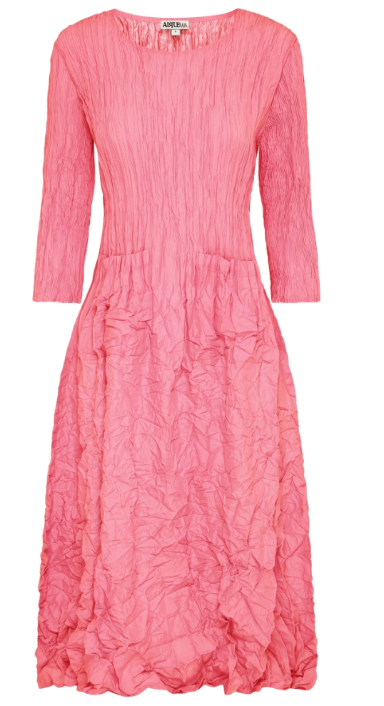 Alquema 3/4 Sleeve Smash Pocket  Dress - PEACH