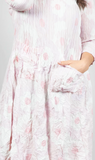 Alquema 3/4 Sleeve Smash Pocket  Dress - PALE PINK FLOWER SPOT