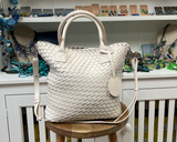 Ilse Jacobsen Woven Vertical Tote Bag - EGG WHITE/SILVER