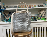 Ilse Jacobsen Woven Vertical Tote Bag - EGG WHITE/SILVER