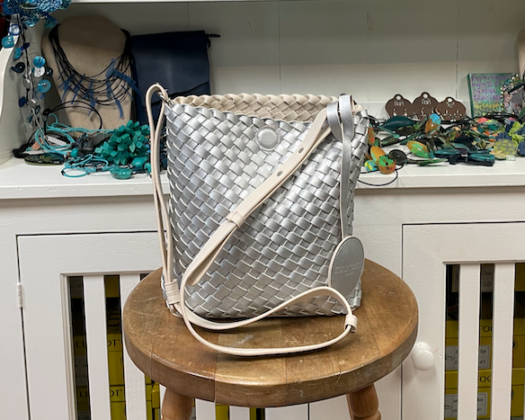 Ilse Jacobsen Reversible Cross Tote -  EGG WHITE/SILVER