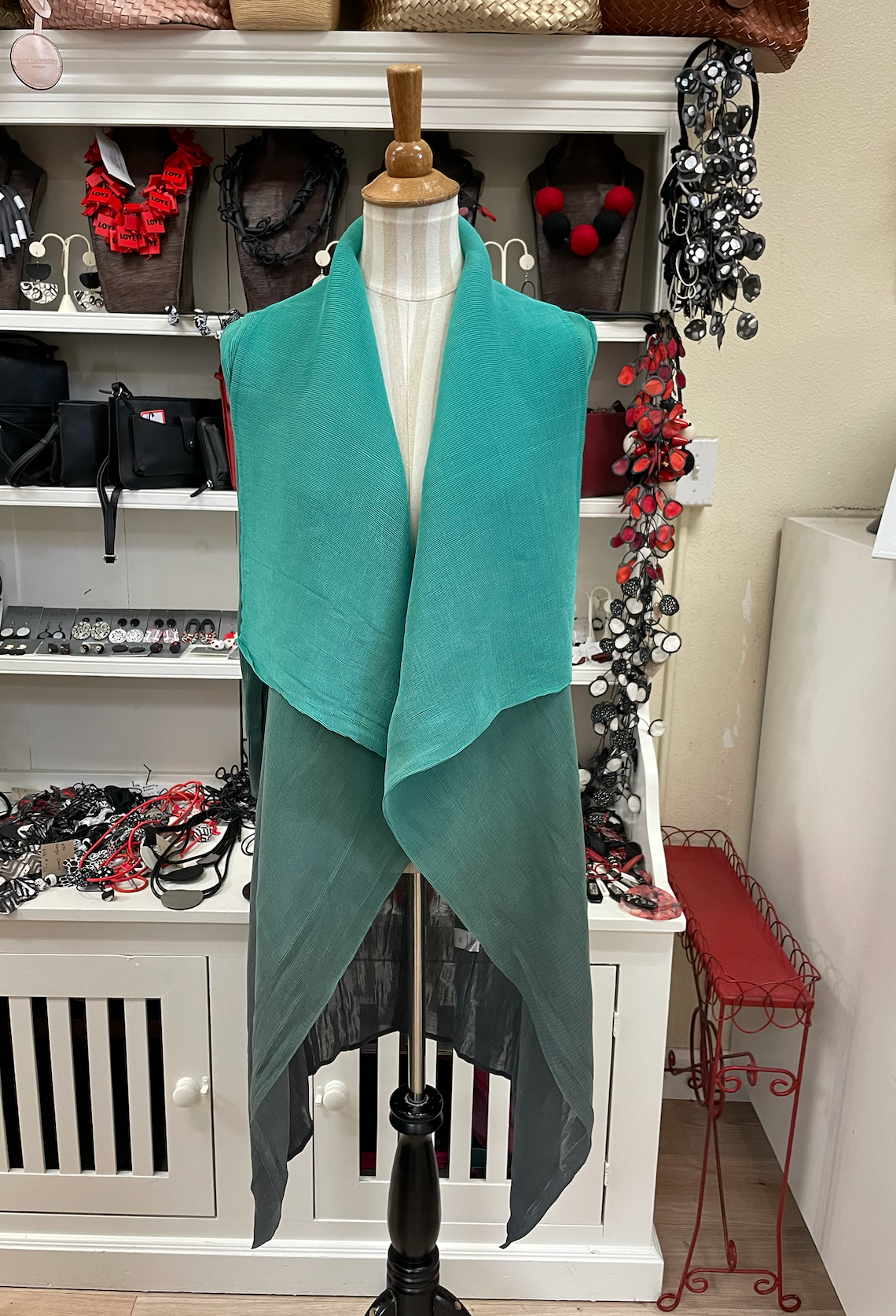 Alquema Long Collare Coat - VIVID GREEN TO SHADOW