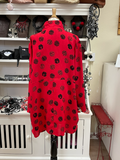 Fridaze AA87- Hidden Button Linen Long Jacket - LIPSTICK OCTAGONS
