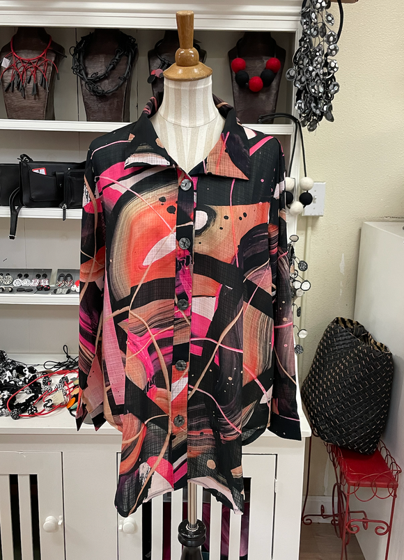 DAMEE Neon Space Long Shirt Tunic-7098- PINK
