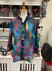 DAMEE COLORFUL GRIDS STRAIGHT SLV JKT- 4873 - MLT