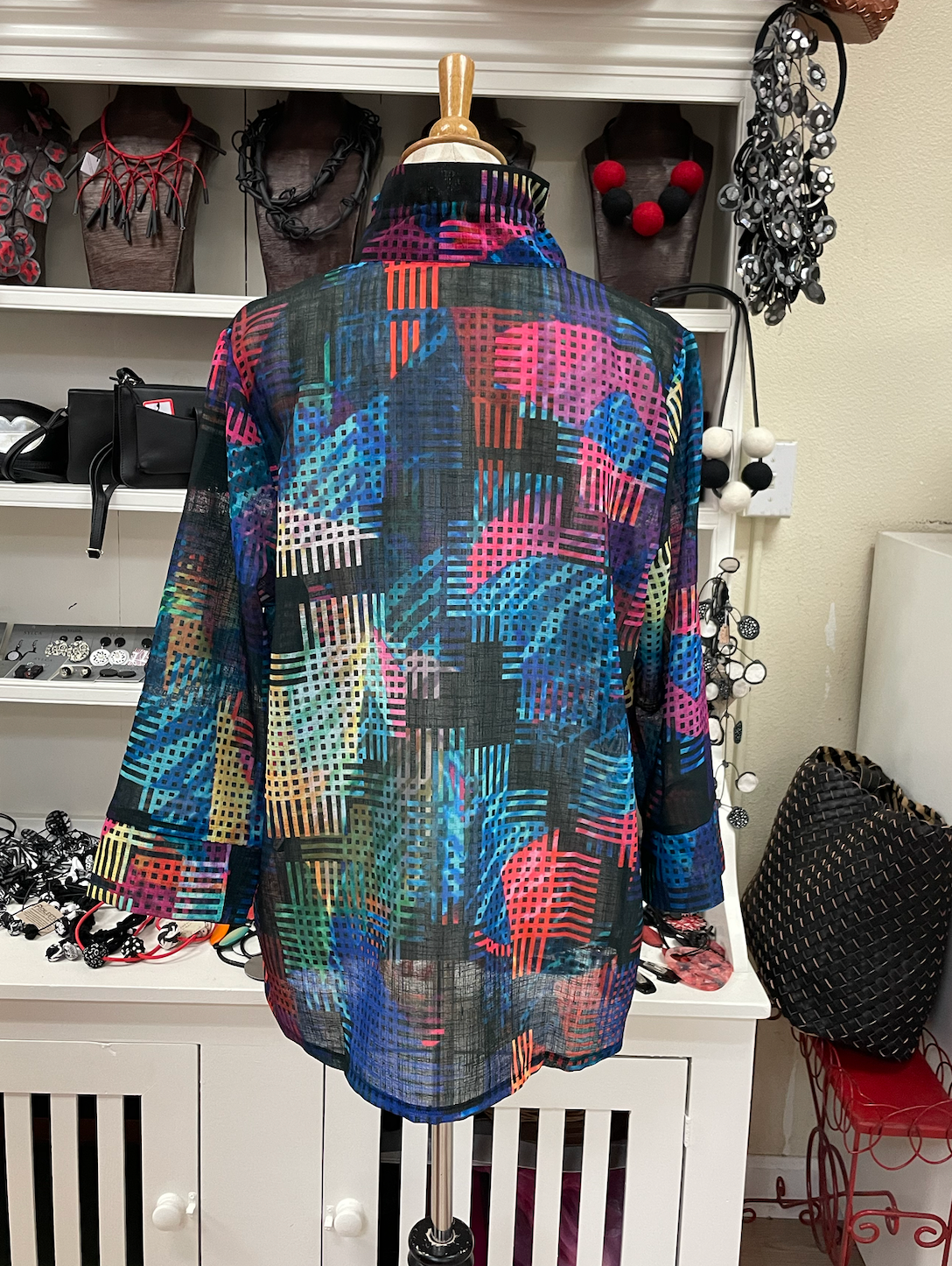 DAMEE COLORFUL GRIDS STRAIGHT SLV JKT- 4873 - MLT