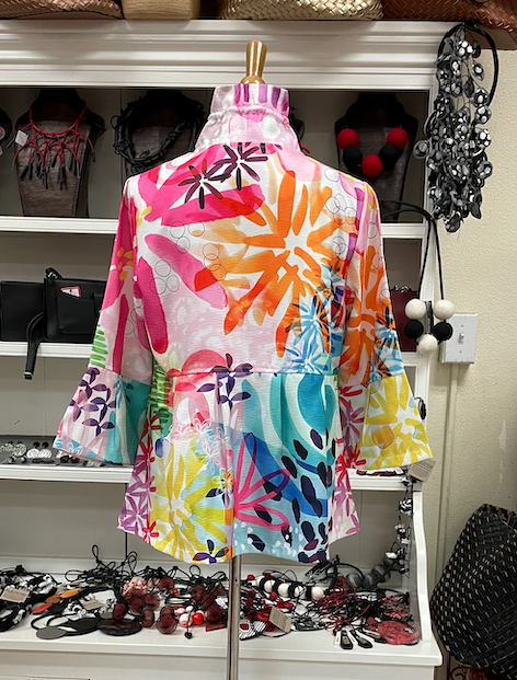 DAMEE WATERCOLOR FLOWER PEPLUM JKT- 4868 - PNK